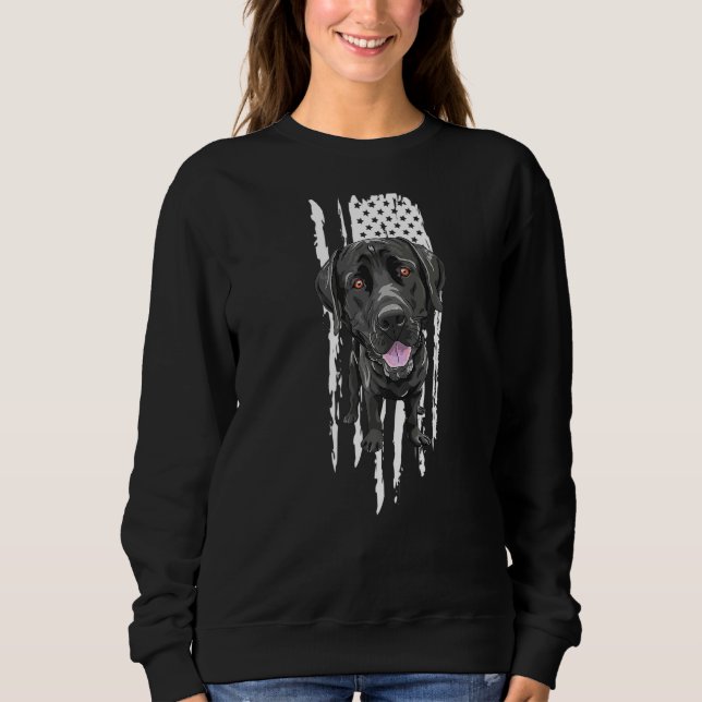 Black Labrador Usa Flag Lab Owner Bird Duck Hunter Sweatshirt (Front)