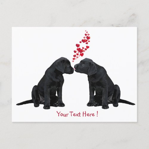 Black Labrador _ Valentine Puppy Kisses Holiday Postcard