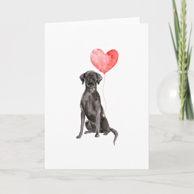  Black Labrador Valentines Card, Dog Valentines Holiday Card (Front)