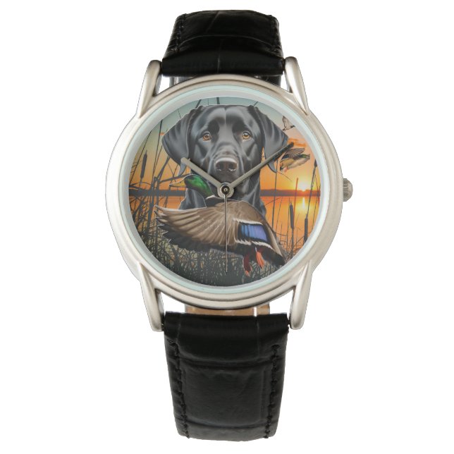Black Labrador Watch, Labrador Retriever Watch (Front)