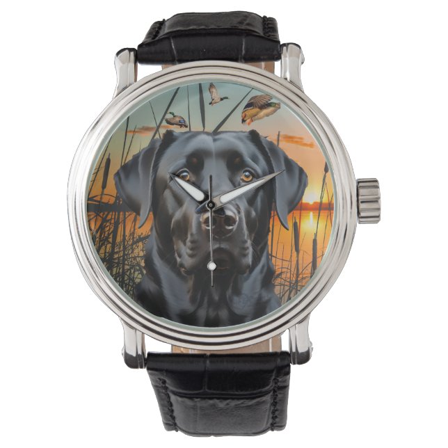 Black Labrador Watch, Labrador Retriever Watch (Front)
