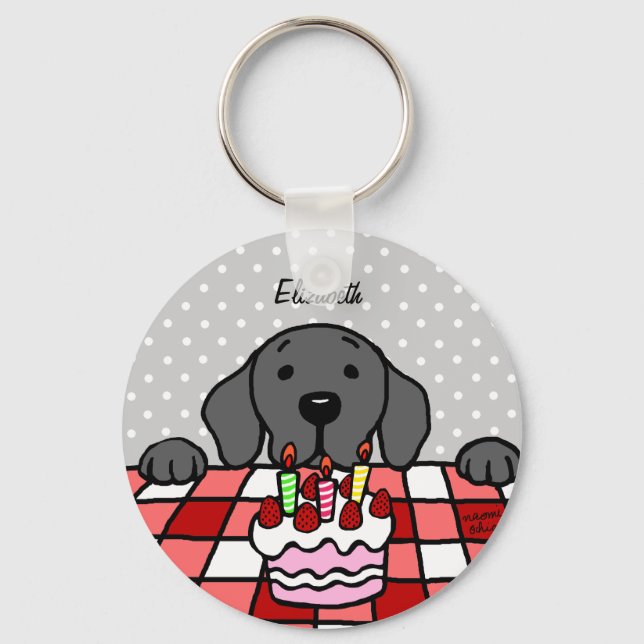 Black Labrador watching you Cake Keychain (Front)