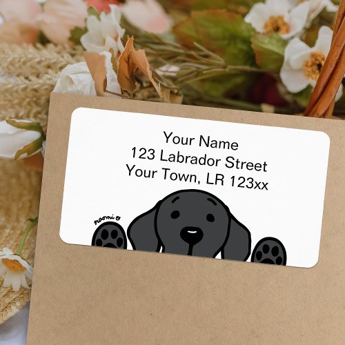 Black Labrador watching you Label