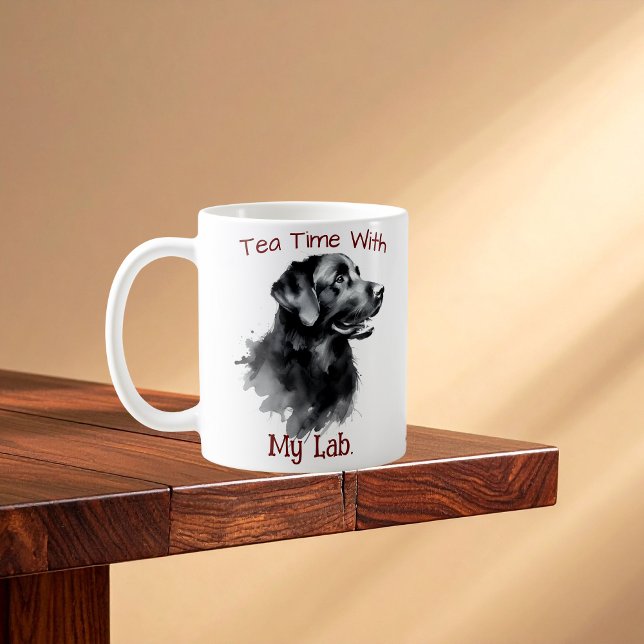 Black Labrador Watercolor Keepsake Coffee Mug (For Tea Lovers and Lab. Owners/ Black Lab. Companion.)