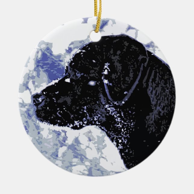 Black Labrador - Winter Wonderland Ceramic Ornament (Front)