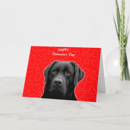 Black Labrador Wishing Happy Valentines Day Card
