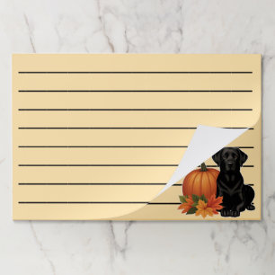 Black Labrador With Autumn Leaves and Pumpkin  Paper Pad