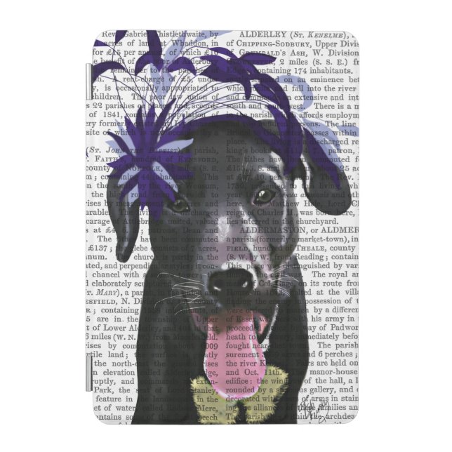 Black Labrador With Blue Fascinator iPad Mini Cover (Front)
