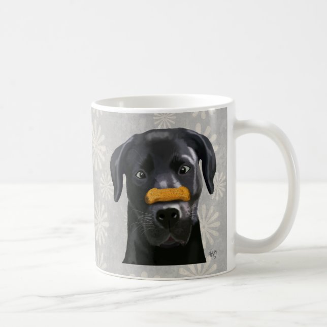 Black Labrador With Bone on Nose 2 Coffee Mug (Right)