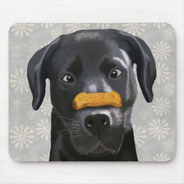 Black Labrador With Bone on Nose 2 Mouse Pad (Front)