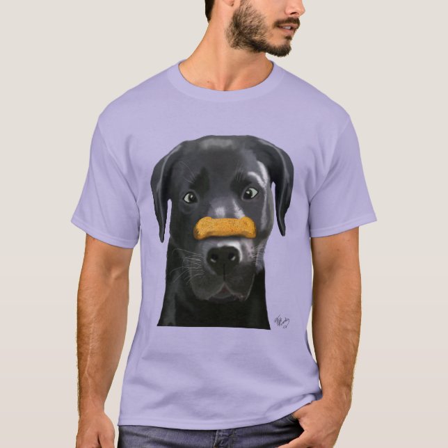 Black Labrador With Bone on Nose 2 T-Shirt (Front)