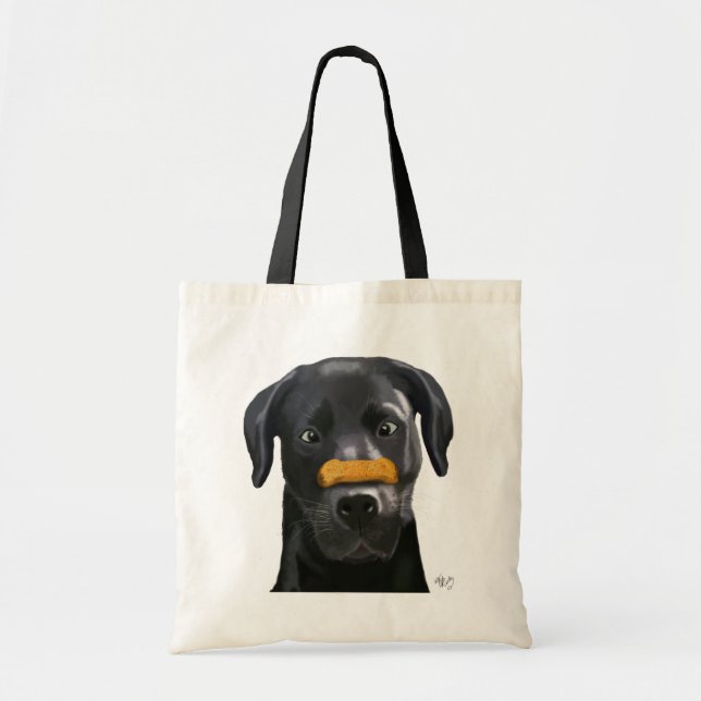 Black Labrador With Bone on Nose 2 Tote Bag (Front)