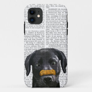 Black Labrador With Bone on Nose iPhone 11 Case