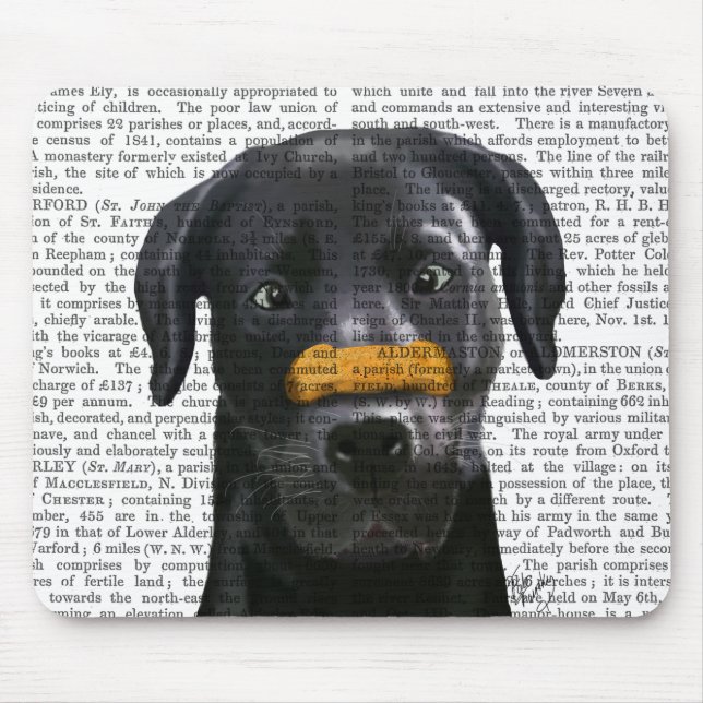 Black Labrador With Bone on Nose Mouse Pad (Front)