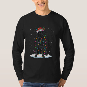 Black Labrador With Christmas Lights Santa Lab T-Shirt