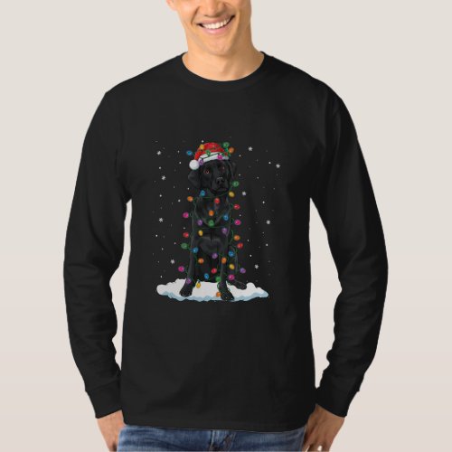 Black Labrador With Christmas Lights Santa Lab T_Shirt