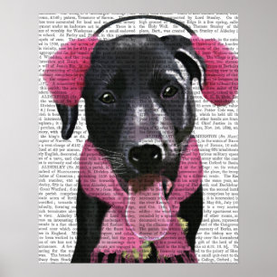 Black Labrador With Ear Muffs Poster