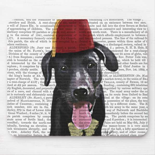 Black Labrador With Fez Mouse Pad (Front)
