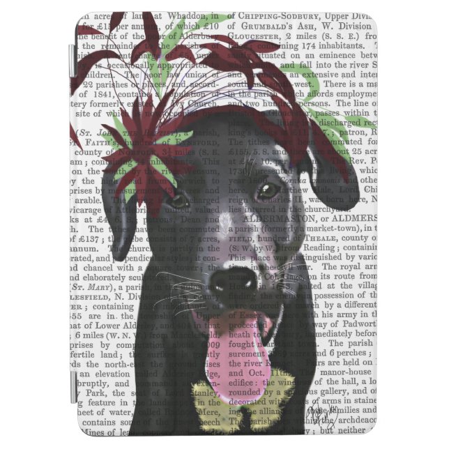 Black Labrador With Green Fascinator iPad Air Cover (Front)