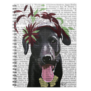 Black Labrador With Green Fascinator Notebook