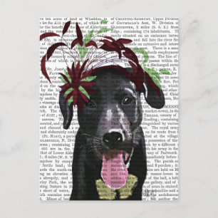 Black Labrador With Green Fascinator Postcard