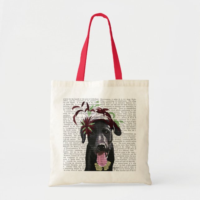 Black Labrador With Green Fascinator Tote Bag (Front)