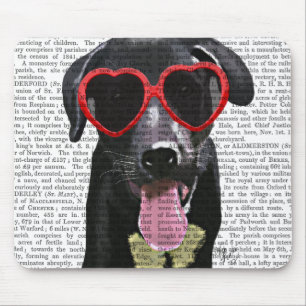 Black Labrador With Heart Sunglasses Mouse Pad