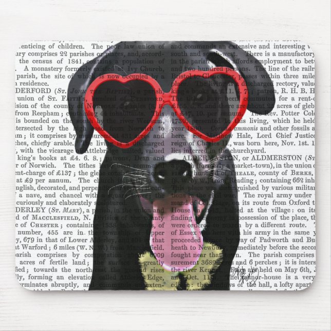 Black Labrador With Heart Sunglasses Mouse Pad (Front)