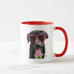 Black Labrador With Heart Sunglasses Mug