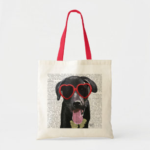 Black Labrador With Heart Sunglasses Tote Bag