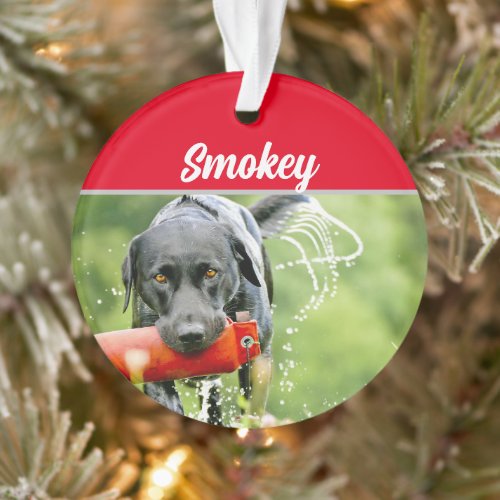 Black Labrador with Name and Photo Christmas Ornament