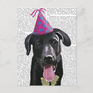 Black Labrador With Party Hat Invitation Postcard