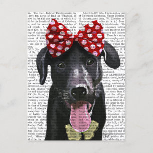 Black Labrador With Red Bow On Head Postcard