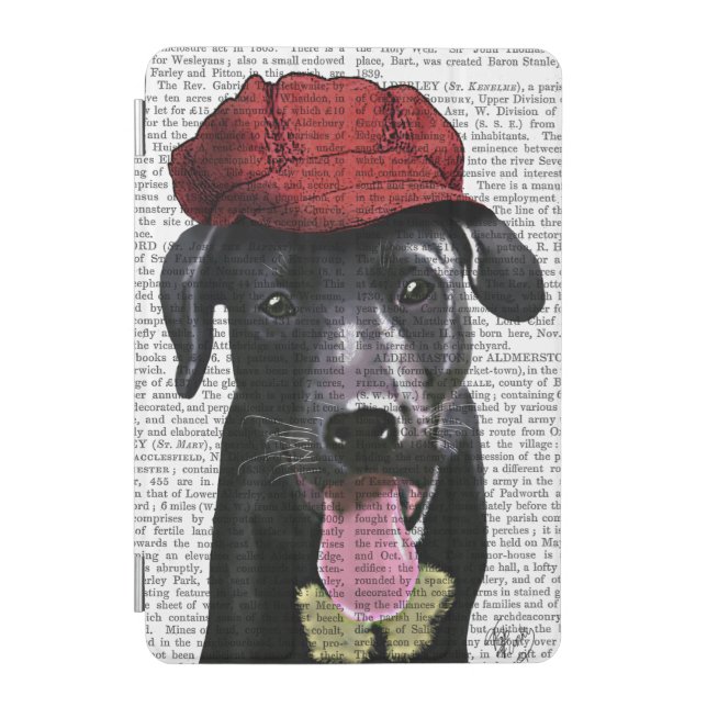 Black Labrador With Red Cap iPad Mini Cover (Front)