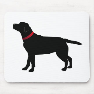 Black Labrador with Red Collar Mouse Pad
