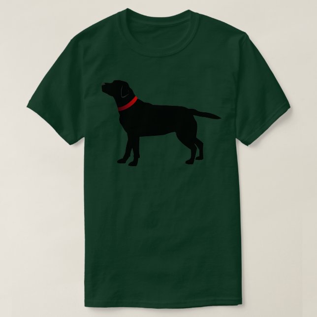 Black Labrador with Red Collar  T-Shirt (Design Front)