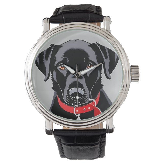 Black Labrador with Red Collar Watch (Front)