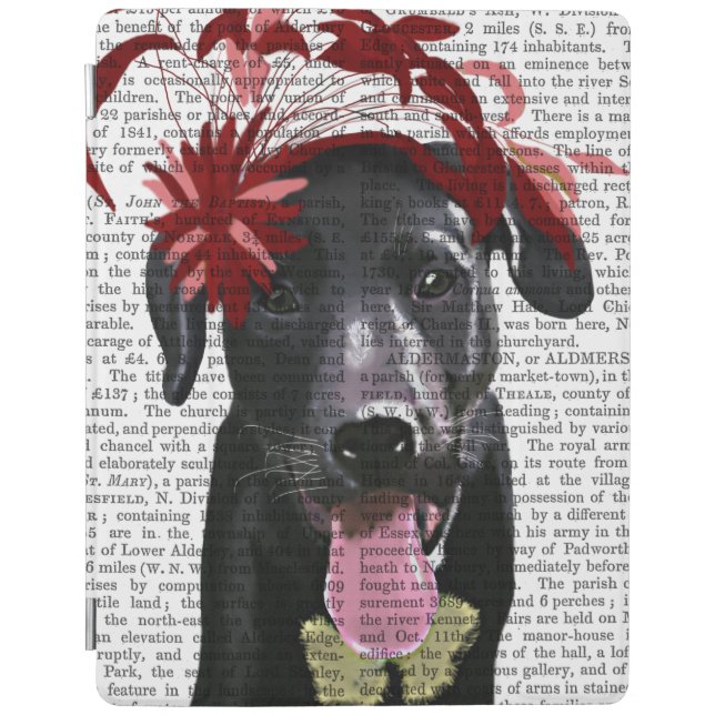 Black Labrador With Red Fascinator iPad Air Cover (Front)