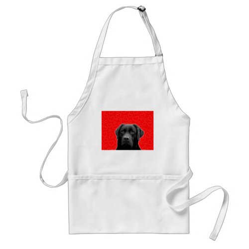 Black Labrador with Red Hearts Adult Apron