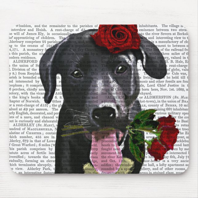 Black Labrador with Roses 2 Mouse Pad (Front)