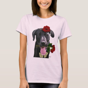 Black Labrador with Roses 2 T-Shirt
