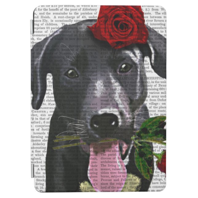 Black Labrador with Roses iPad Air Cover (Front)