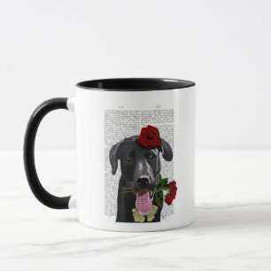 Black Labrador with Roses Mug