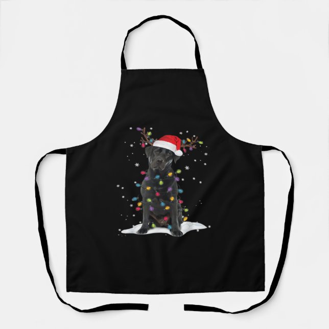 Black Labrador Xmas Dog Christmas Tree Light Class Apron (Front)
