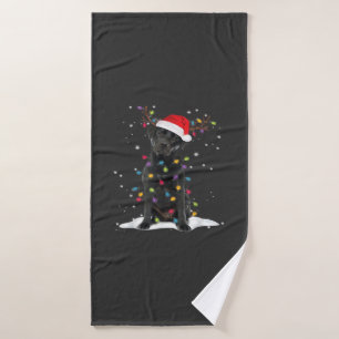 Black Labrador Xmas Dog Christmas Tree Light Class Bath Towel