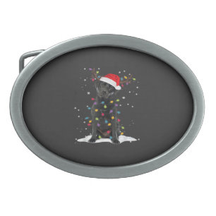 Black Labrador Xmas Dog Christmas Tree Light Class Belt Buckle
