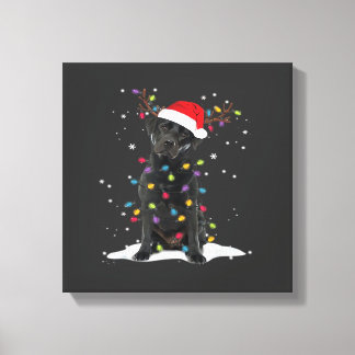 Black Labrador Xmas Dog Christmas Tree Light Class Canvas Print