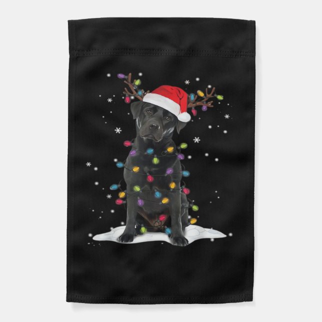 Black Labrador Xmas Dog Christmas Tree Light Class Garden Flag (Front)