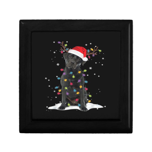 Black Labrador Xmas Dog Christmas Tree Light Class Gift Box (Front)