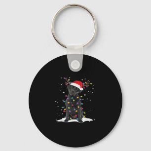 Black Labrador Xmas Dog Christmas Tree Light Class Keychain
